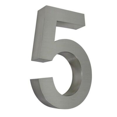 3D-Hausnummer Edelstahl 5 H20cm Arial 0 3 4 5 6 7 8 9 a c d e V2A 