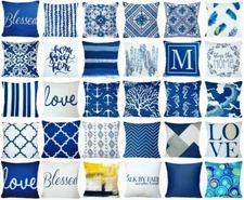 Cushion COVER Navy Blue Decorative Quatrefoil White Indigo Pillow Case 20x20" US