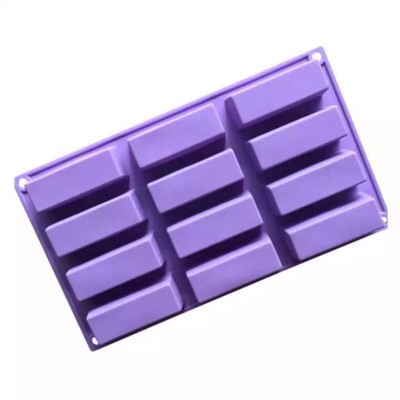 12Cavity Rectangle Silicone Cake Mousse cake Pudding Handmade Soap Candle Mould