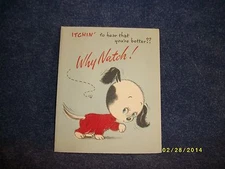 Vintage Get Well Card, American Greeting 10AG 636X - Little Black & White Puppy