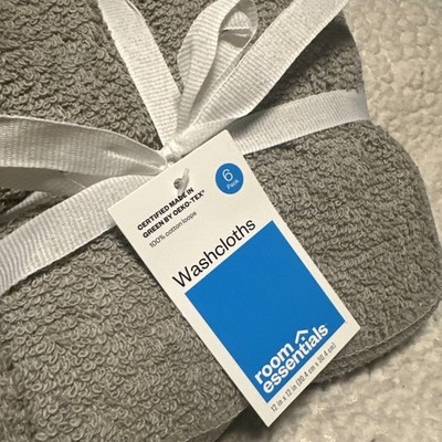 6 New Room Essentials Washcloths Light Gray Pack