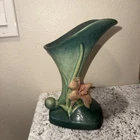 Roseville 204-8 Zephyr LILY CORNUCOPIA VASE Green