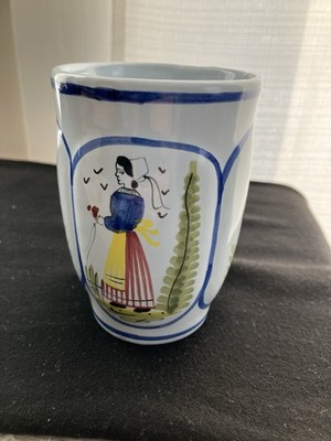 Henriot Quimper Brittany France Faience Breton Woman Mug 4'' Tall