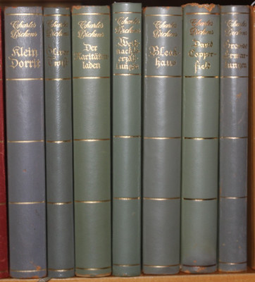 Charles Dickens, Gesammelte Werke, 7 Bände Winkler Dünndruck Leder Oldr  Ldr.