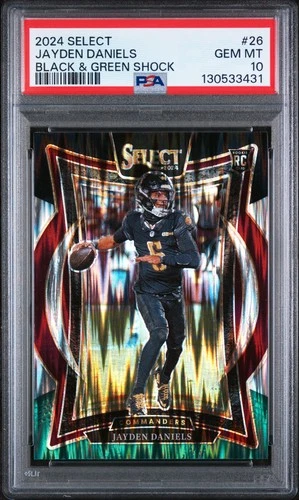 2024 Panini Select #26 Jayden Daniels Black & Green Shock PSA 10