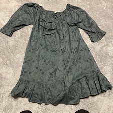 Sunday Wrap Dress Tunic Womens Medium Blue Green Lace Boho Mini 