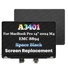 For MacBook Pro 14" A3401 M4 2024 LCD Screen Replacement Assembly Space Black