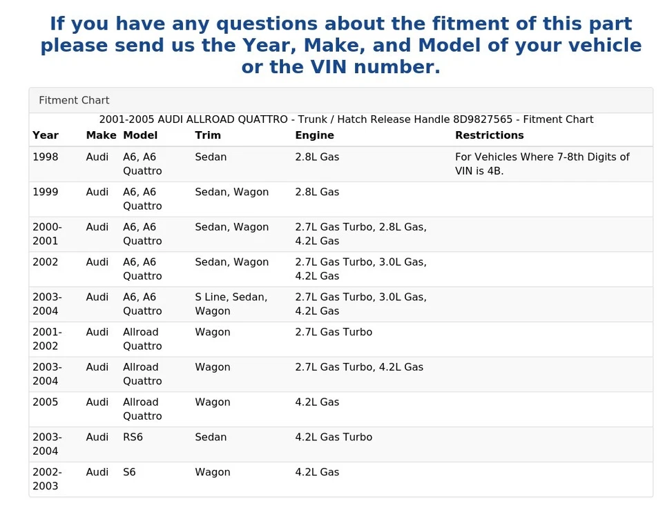 AUDI ALLROAD QUATTRO 2001-2005 - manija de liberación de maletero/portón 8D9827565 Foto 4 de 4