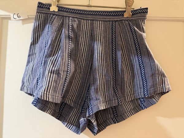 Maurie & Eve 10 Shorts Boho Stripe Blue White High Waisted