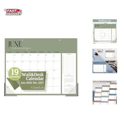 Desk Calendar 2026-2027Jun. 2026 - Dec. 2027, 19- School  Compact Desktop & W...