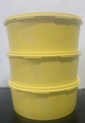 Vintage Yellow Tupperware Servalier Storage Set Of 3 Item #1204