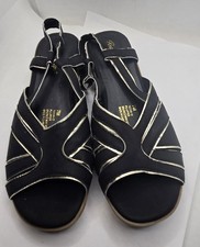 Ladies Dress Sandals Size 7 M Black and Gold