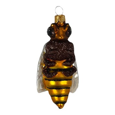 Pinnacle Peak Trading Yellow Honey Bee Polish Blown Glass Hanging Christmas