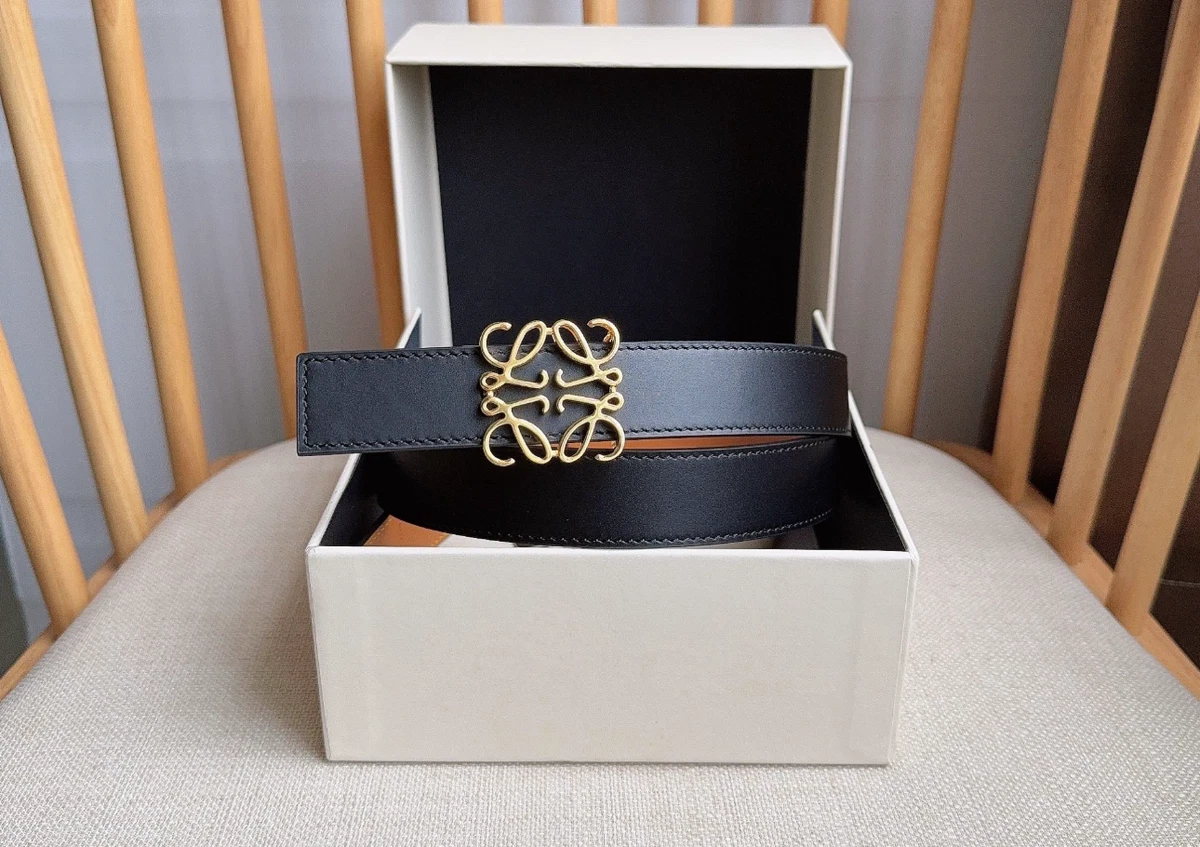 Loewe Elegant Black Belt with Gold Buckle Loewe Pebble Leather Skinny Belt | Neiman Marcus main image 2