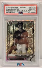 Manuel Beltre 1st B/W Mini-Diamond Refractor 2021 Bowman Chrome #bcp-244 psa 10
