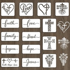 INFUNLY 15pcs Christian Stencil for Painting 5.9" Bible Verse Stencil 7.8x3.9...