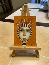 ACEO Original Mixed Media Painting Art Card ATC Lowbrow Abstract 33 Portrait