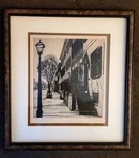 Prince St Alexandria Va Etching Leonard H Mersky Signed 67/200  15"x14" Frame