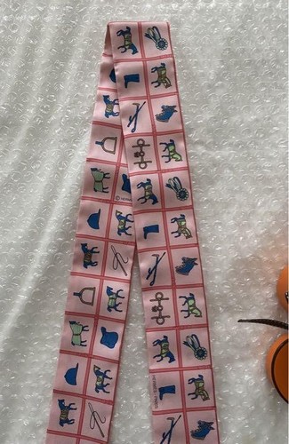 Hermes Twilly Horse Ropa Rosa Azul Verde Velo Rosa Usado - Imagen 6 de 8