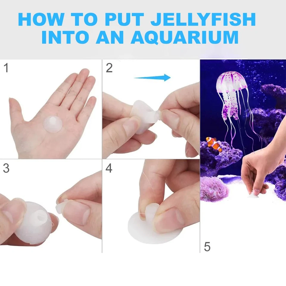 Aquarium Deko-Set 1 Stück glühende Qualle-Ornamente aus Silikon für realistische - Bild 4 von 4