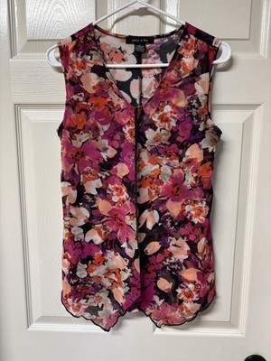Adele & May Floral Layered Multi Color Sleeveless Blouse.  S
