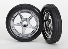Traxxas 6975 - Funny Car Tires, 5-Spoke Wheels, Chrome, Front (2)