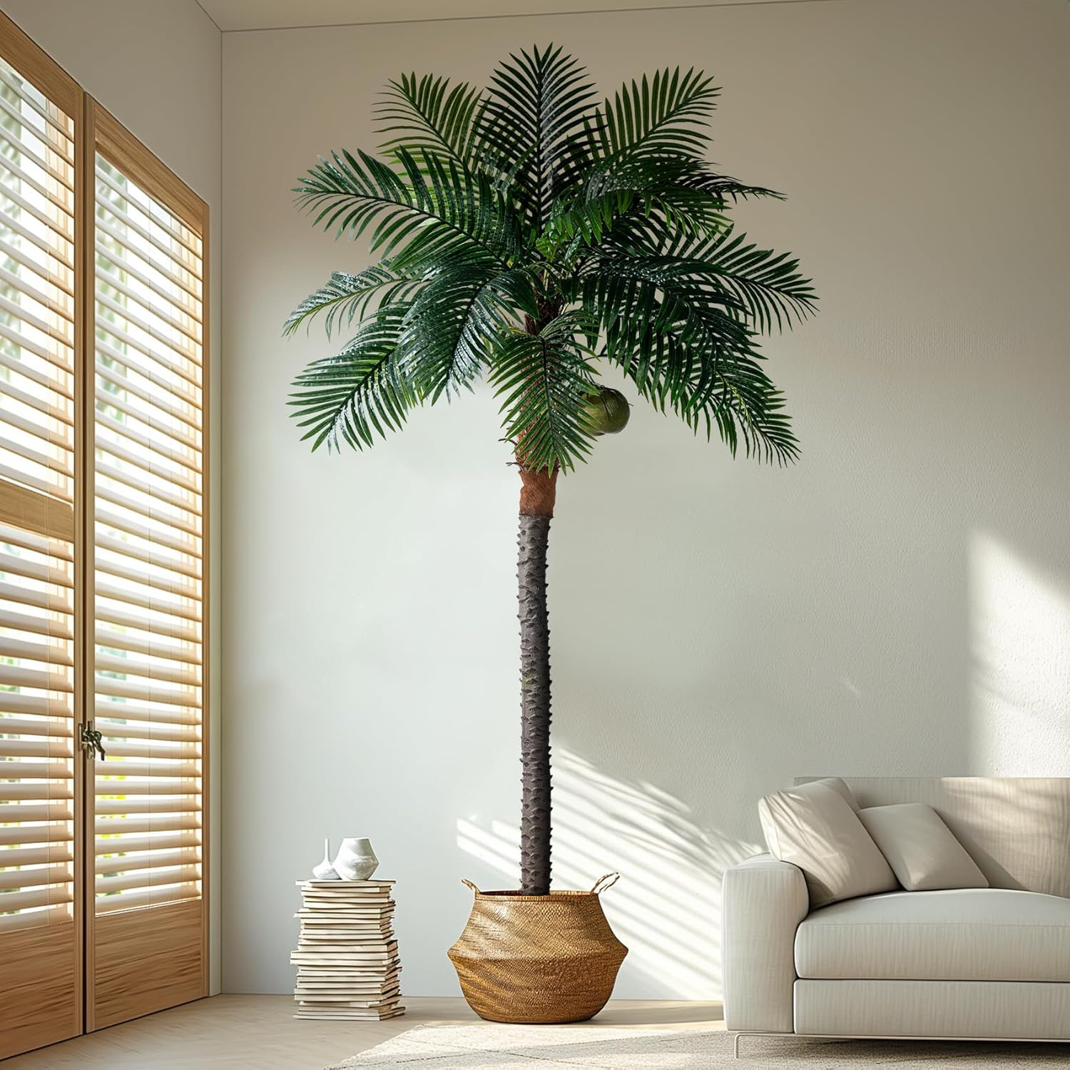 8.2FT Artificial Phoenix Palm Tree with Coconut Fruit Outdoor Indoor Decor Large