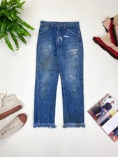 1960  s Vintage Wrangler Blue Bell Denim Jeans  Paint Spatters  Mods  28 29