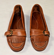 Vintage Dexter Leather Kiltie Loafers Size 7 80s Brown Buckle Made USA