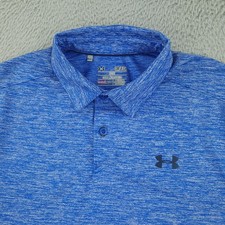 Under Armour HeatGear Polo Shirt Mens Small Blue Heather Golf Performance Top