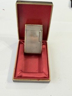 St Dupont Silver Plate Lighter In Box/ Briquet Plaque Argent St Dupont Boîte