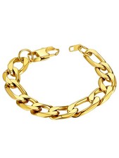Gold Men and Womens Figaro Bracelets 13mm 7.5/'' Chunky Chain Link Wrist Brac...