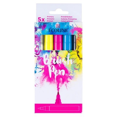 Ecoline Brush Pen Primärfarben-Set 5 Farben  Einsteiger Aquarellmarker