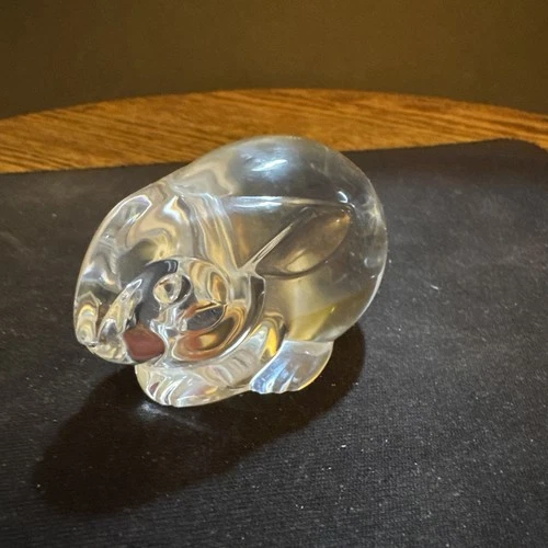 Steuben Signed Rabbit Crystal Figurine Hand Made Paperweight 2 3/4''L