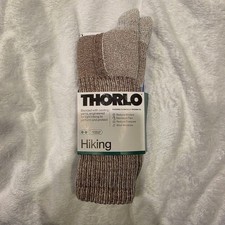 Thorlo Hiking Crew Socks Mens Large Brown Tan Moderate Padding FLTH17 9-12.5 NEW