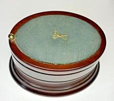 Vintage Dark Solid Wood Two Tier Swivel Sewing Box (Hog-104)