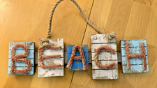 BEACH Wall Hanging Decor/Plaque Distressed wood and rope