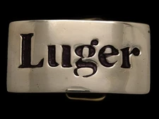 TE09135 VINTAGE 1970s **LUGER** GUN & FIREARM SOLID BRASS BARON BELT BUCKLE