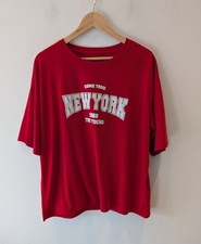 Shein Women’s XL Red New York Graphic T-Shirt Oversized Boxy “Come True 1968" GC
