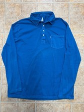 Johnnie-O 100 Cotton Long Sleeve Polo Collared Blue Casual Men  s XL