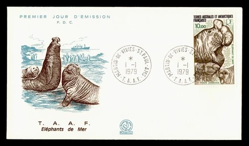 DR WHO 1979 FRENCH ANTARCTIC FSAT FDC ELEPHANT SEAL CACHET 10.00 M70580