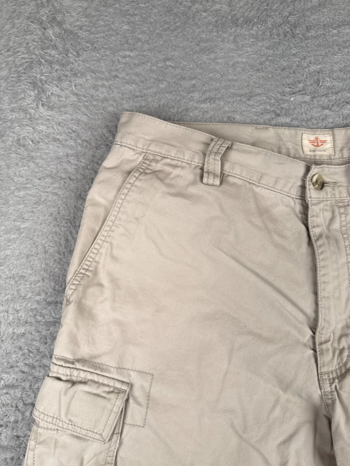 Pantalones Cortos Dockers Hombres 34 Beige Carga 100% Algodón Sarga Senderismo Campamento Informal 34x10 Foto 4 de 4