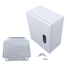Outdoor Steel Enclosure, 12  10  6" NEMA 4X Electrical Box, Waterproof IP56