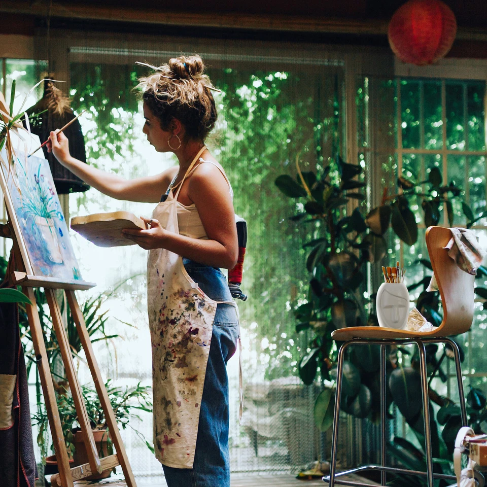 Blumenvase Gesicht Keramikvase Pampasgras Trockenblumenvase Kopfvase Dekovase - Bild 3 von 4