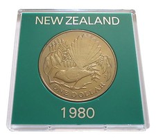 1980 New Zealand $1 coin Fantail Bird QEII Uncirculated