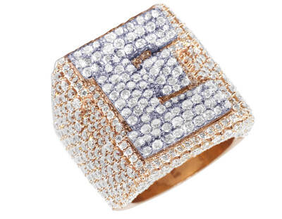 ''E'' Initial EGL Certified VVS 8 3/5CT Real Diamond Ring 10k Rose Gold 25MM