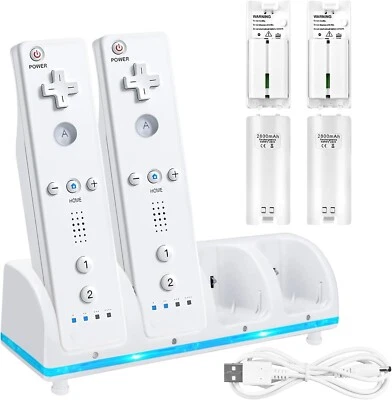 New 4-in-1 Charging Station With 4 Battery Packs for Wii&Wii U Remote Controller