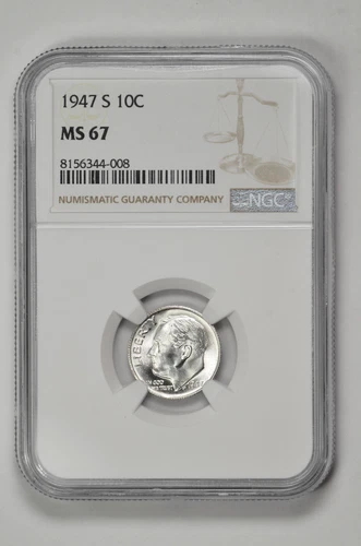 1947 S 10C Silver Roosevelt Dime NGC MS 67