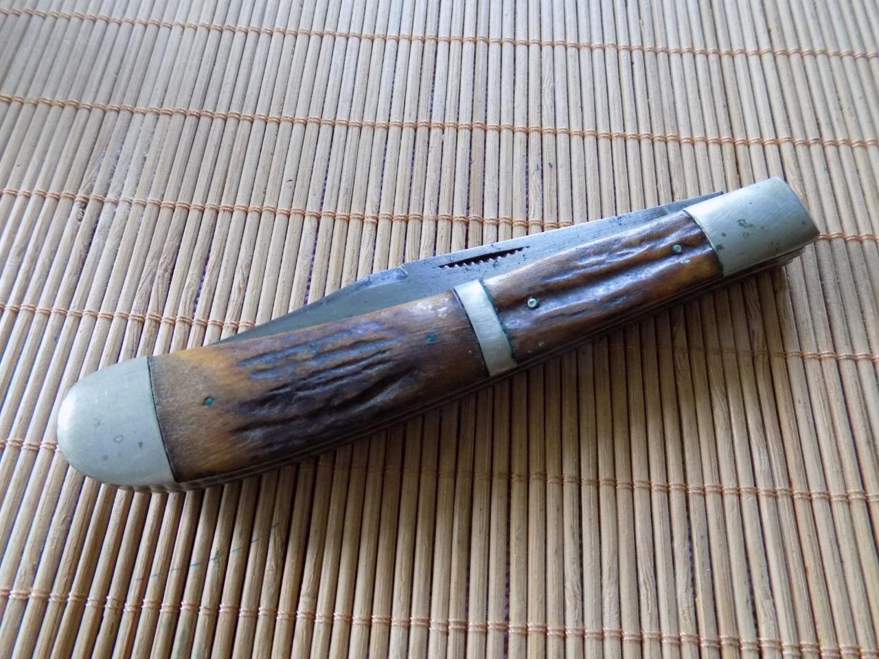 Early vintage Stag KABAR Hobo Knife Union Cut Co Take Olean NY Take