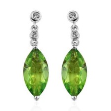 Pendientes colgantes de cuarzo (triplete) Chartreuse de 6,65 quilates enchapados en platino de ley